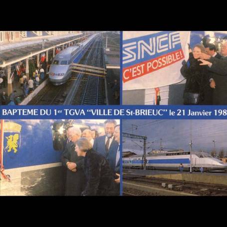 Bapteme du 1er TGVA Ville de St Brieuc le 21 janvier 1989 - Carte neuve