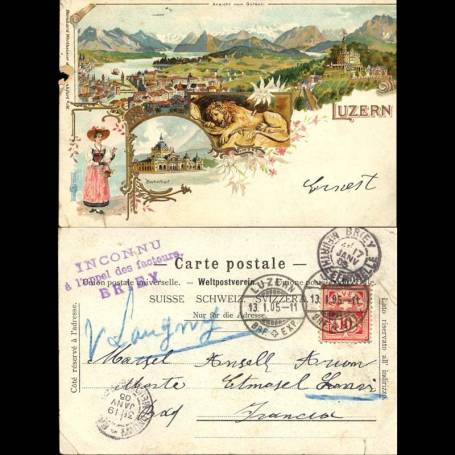 Suisse - Rare carte lytho - Luzern - 1905 - Ansicht vom Gütsch - Abimée sur le coté gauche