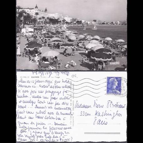 06 - Cannes - La plage - CPSM animée