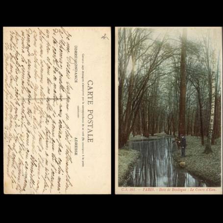 75 - Paris - Bois de Boulogne - Le cours d'eau - Pecheur