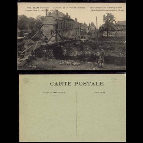 80 - Ham - Canal et rue de Chauny