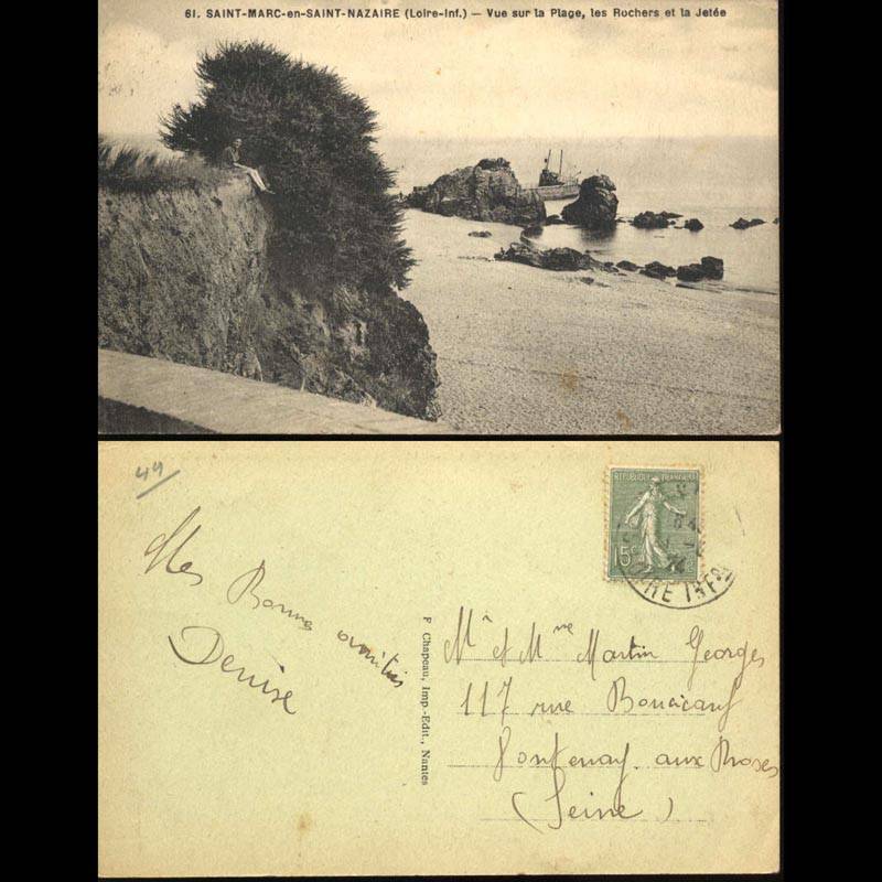 44 - Saint Marc en Saint Nazaire - Vue sur la plage les rochers et la jetée