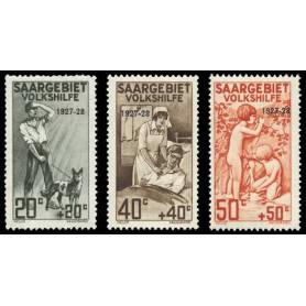 Timbre collection Sarre N° Yvert et Tellier 121/123 Neuf avec charnière