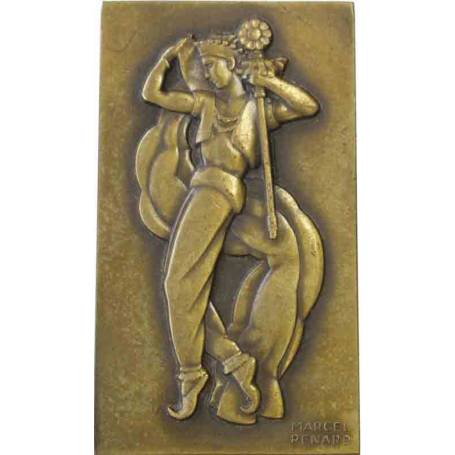 Plaque en bronze uniface, la Danseuse ou Folie