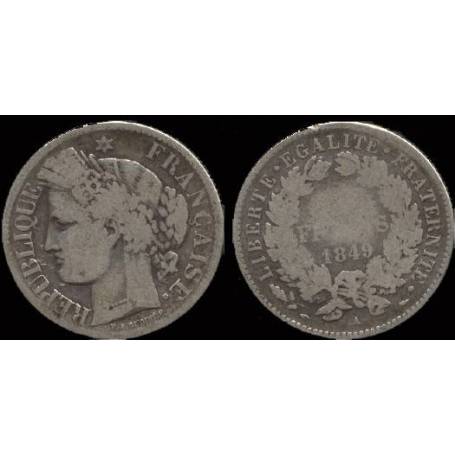 Piéce France : Il République Cérès - 2 Francs 1849 Paris