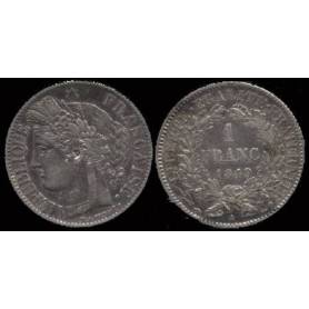 Piéce France : Il République Cérès - 1 Franc 1849 Paris