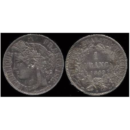 Piéce France : Il République Cérès - 1 Franc 1849 Paris