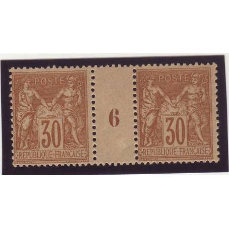 Timbre France N° 80 en paire millesimee 6 - TB - *