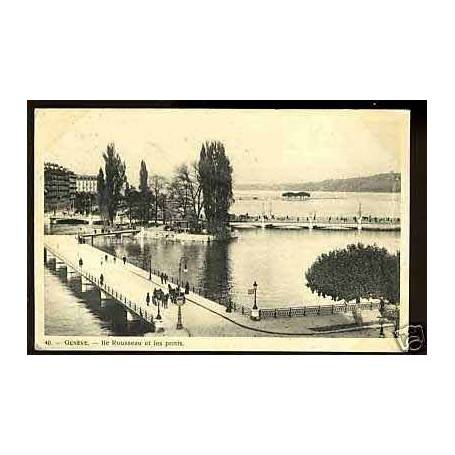 Suisse - Geneve - Ile roousseau et les ponts