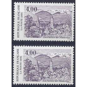 Timbre France Variété N° 2707 1 clair et 1 foncé