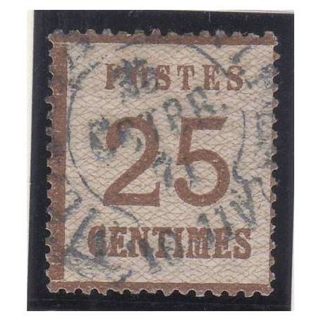 Timbre France Alsace-Lorraine - N° 7 -25c brun-noir - TB - Obl