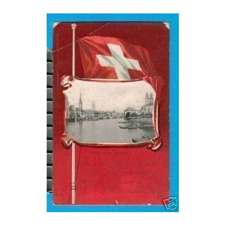 SUISSE - ZuRICH VON DER QUAIBRuCKE - DRAPEAU SUISSE