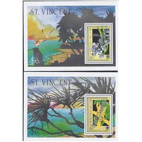 Timbres orchidees St Vincent bloc N° 71A/B neufs