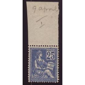 Timbre France N° 114 - 25c bleu avec bord de feuille - TB - **