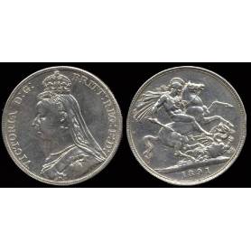 Piéce Grande Bretagne : Victoria - 5 Livres 1891 argent