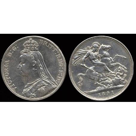 Piéce Grande Bretagne : Victoria - 5 Livres 1891 argent