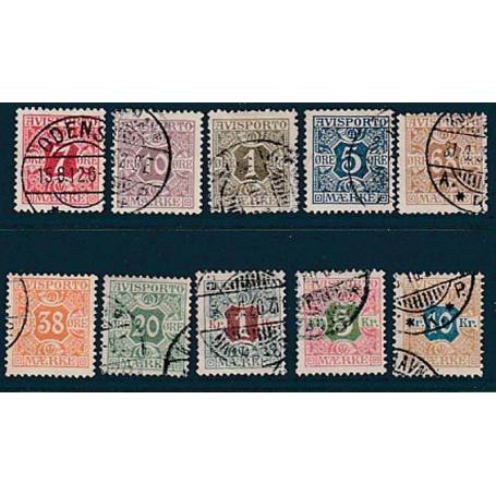 Timbre collection Danemark N° Yvert et Tellier 1/10 Oblitéré