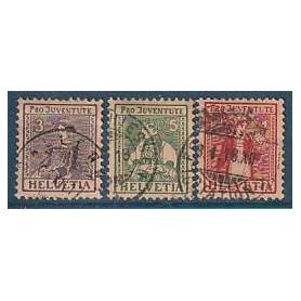 Timbre collection Suisse N° Yvert et Tellier 154/156 Oblitéré