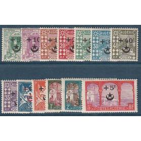 Timbre collection Algérie N° Yvert et Tellier 58/70 Neuf avec charnière