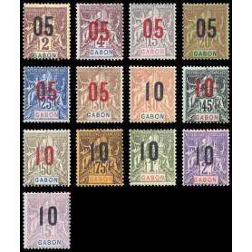 Timbre collection Gabon N° Yvert et Tellier 66/78 Neuf avec charnière