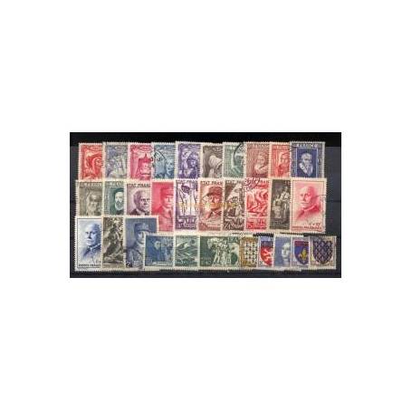 Timbres France 1943 en année complète oblitérée