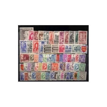 Timbres France 1944 en année complète oblitérée