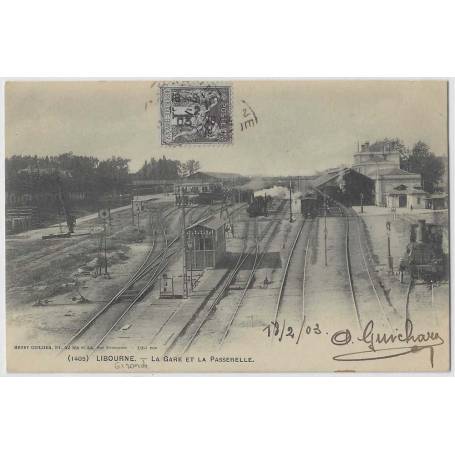 33 - Libourne - La Gare et la Passerelle - Trains