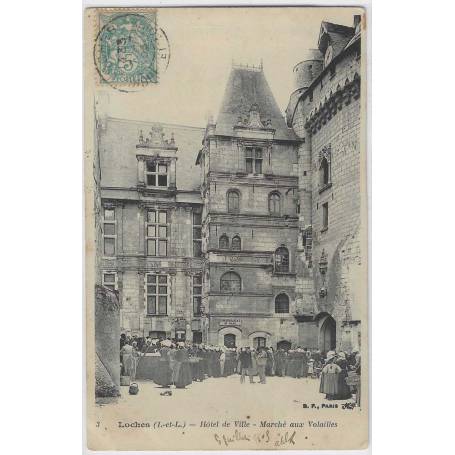 37 - Loches - Hotel de Ville - Marché aux Volailles - Animée