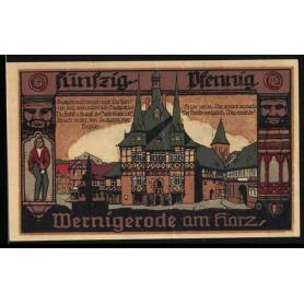 Notgeld Wernigerode Am Harz 1920 50 Pfennig vue sur la ville armoiries