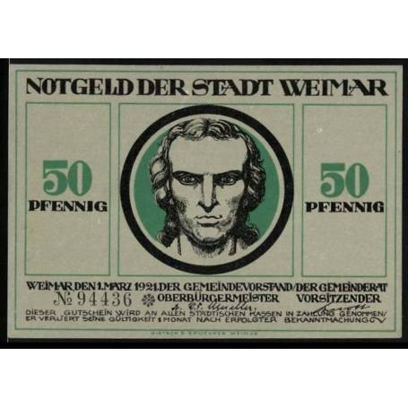 Notgeld Weimar 1921 50 Pfennig Couple avec des ours degustant des raisins