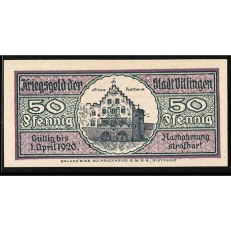 Notgeld Villingen 1918 50 Pfennig Ancien Hotel de Ville