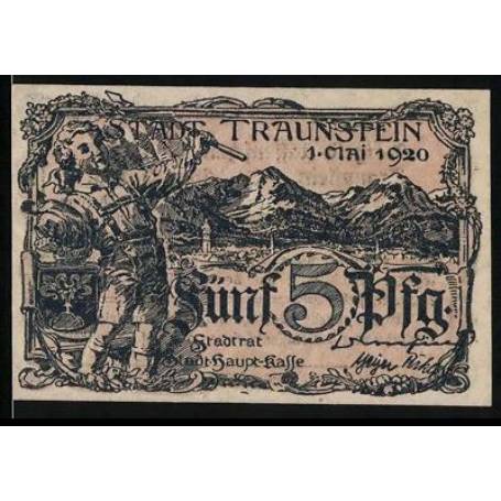 Notgeld Traunstein 1920 5 Pfennig Garcon avec lance et chapeau