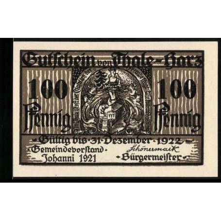 Notgeld Thale-Harz 1921 100 Forges Pfennig