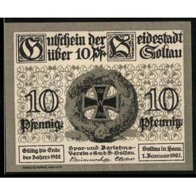 Notgeld Soltau 1921 10 Pfennig Couronne Avec Croix De Fer Cabane a La Campagne