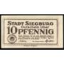 Notgeld Siegburg 1921 10 Pfennig armoiries locales