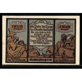 Notgeld Rothenburg / Tauber 1921 1 Mark scene biblique vue sur la ville