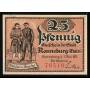 Notgeld Ronneburg Thur 1921 25 eaux Pfennig avec chateau en arriere-plan couple en costume traditionnel