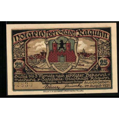 Notgeld Raguhn 1921 25 Pfennig annonce sur l'oie