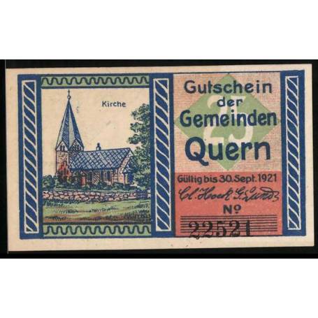 Notgeld Quern 25 Pfennig Vue De L'Eglise