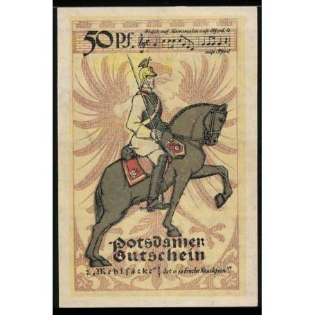 Notgeld Potsdam 1921 50 Pfennig Soldat a cheval