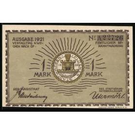 Notgeld Plon 1921 1 Mark Armoiries Vue De La Ville Avec Voilier