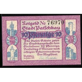 Notgeld Patschkau 1921 10 tours Pfennig avec armoiries de la ville