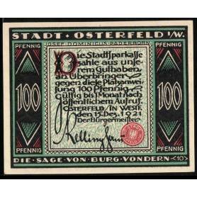 Notgeld Osterfeld I W 1921 100 Pfennig La Legende V Chateau de Vondern Moine portant des poutres en bois