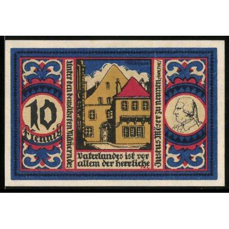 Notgeld Osnabruck 1921 Jeu de rue 10 Pfennig avec hommes sauvages de Moserhaus et armoiries