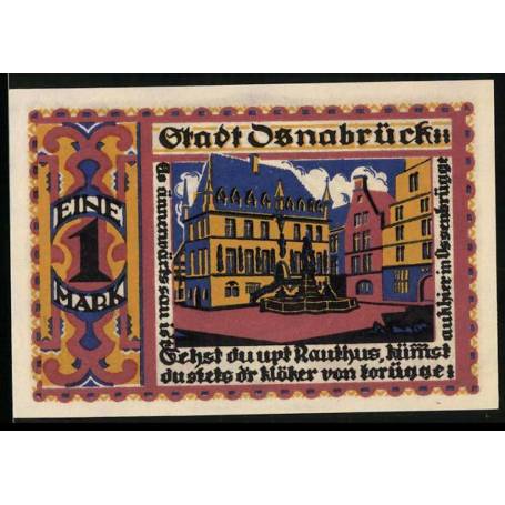 Notgeld Osnabruck 1921 1 Fontaine Marc devant la mairie