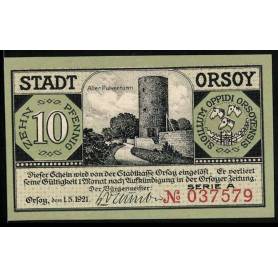 Notgeld Orsoy 1921 10 Pfennig Ancien Vapeur Tour Poudriere