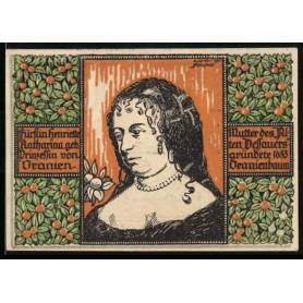 Notgeld Oranienbaum 1922 50 Pfennig Princesse Henriette Katharina Scene de rue avec eglise