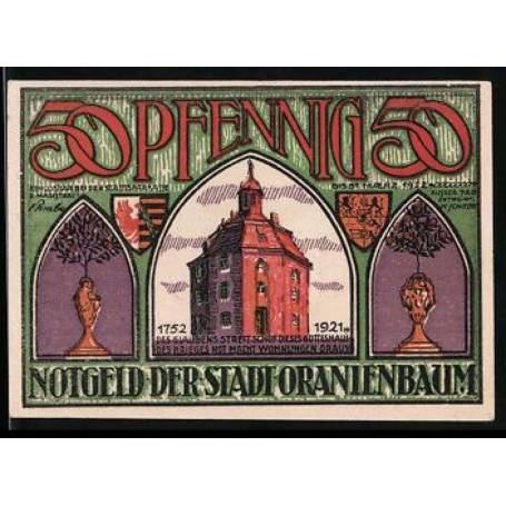 Notgeld Oranienbaum 1922 50 Pfennig Eglise Prince Leopold d'Anhalt