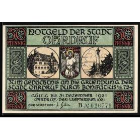 Notgeld Ohrdruf 1921 50 Pfennig Centre communautaire Angel Bonifatius installe son camp sur l'Ohra