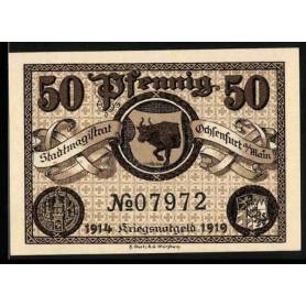 Notgeld Ochsenfurt A. M. 1914 50 Pfennig armoiries locales avec buf